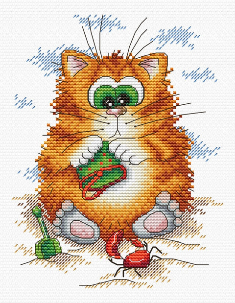 Cross Stitch Kit Cat at the Beach SM-148