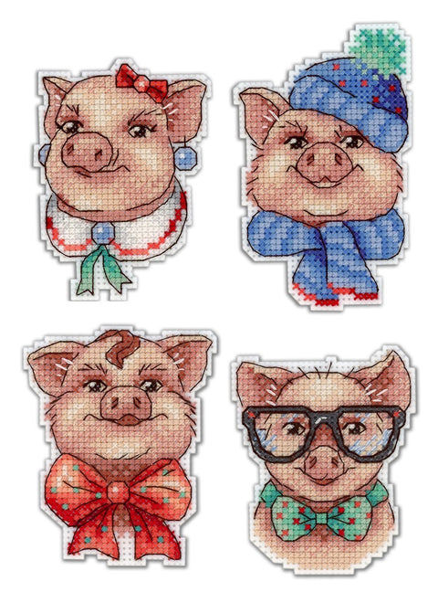 Cross Stitch Kit Cute Piggies. Magnets SR-279