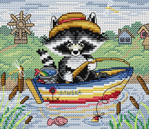 Cross Stitch Kit (Discontinued) Fishing SM - 062 - Hobby.lt 🇬🇧