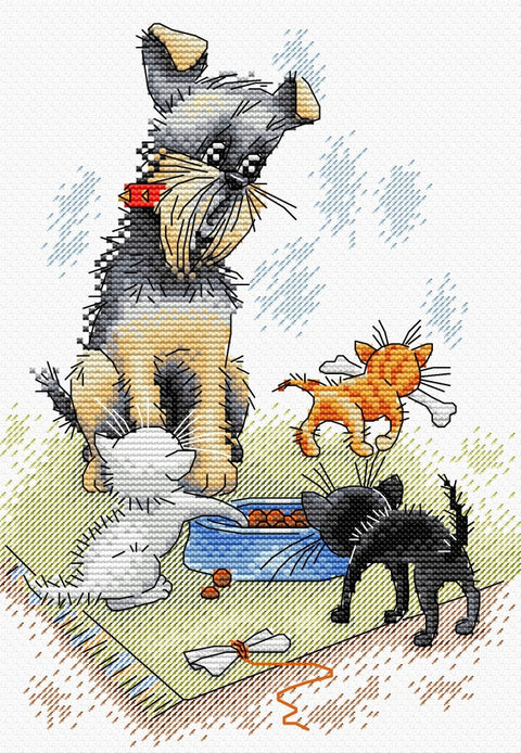 Cross Stitch Kit Dog & Puppies SM-204