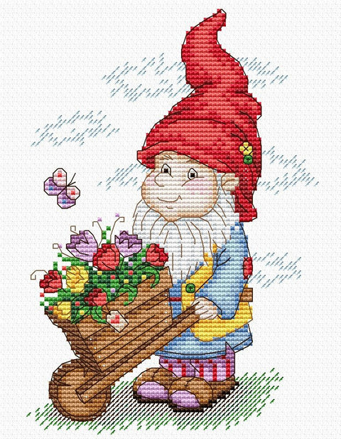 Cross Stitch Kit Dwarf in Red Hat SM - 134 - Hobby.lt 🇬🇧