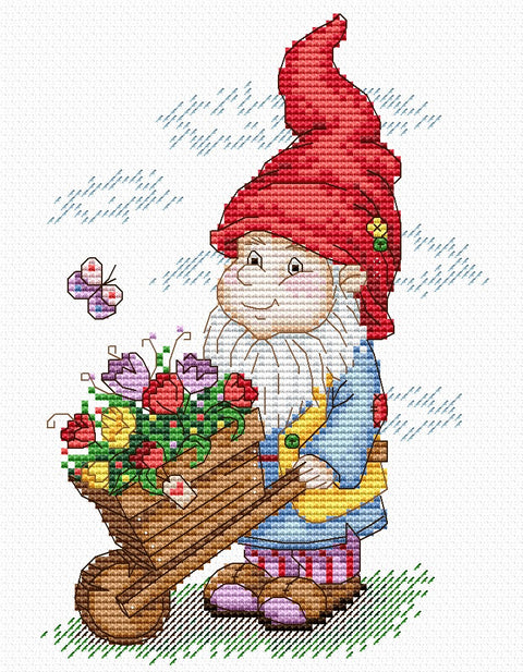 Cross Stitch Kit Dwarf in Red Hat SM-134