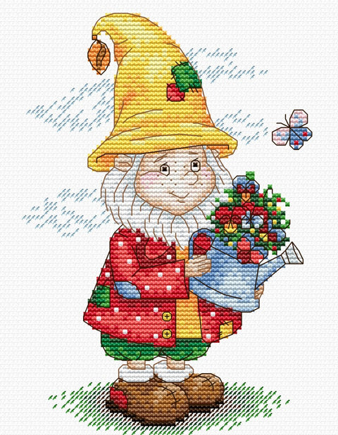 Cross Stitch Kit Dwarf in Yellow hat SM-133