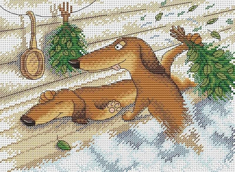 Cross Stitch Kit Enjoying Sauna SM-197