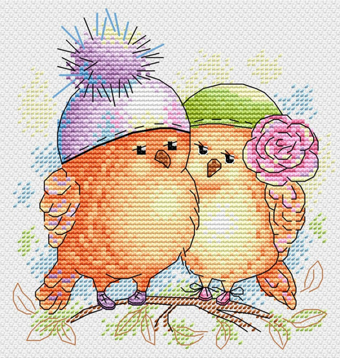 Cross Stitch Kit Lovebirds SM-175