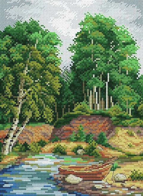 Cross Stitch Kit On the River Bank SM-132