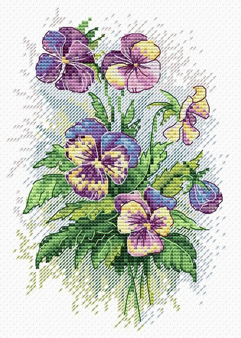 Cross Stitch Kit Pansies SM - 121 - Hobby.lt 🇬🇧