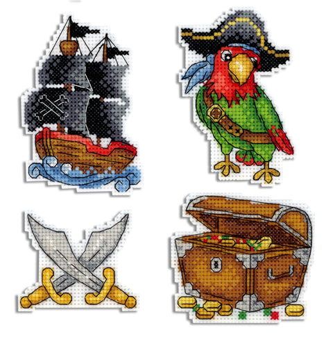 Cross Stitch Kit Pirate Ship. Magnets SR-451