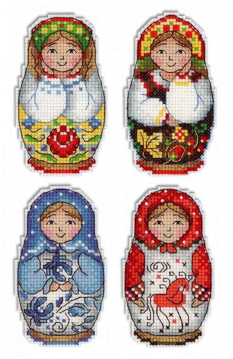 Cross Stitch Kit Russian Dolls. Magnets SR-337