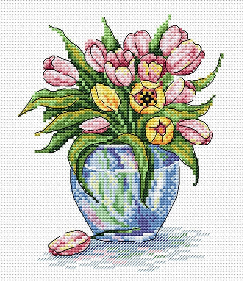 Cross Stitch Kit Soft Flowers SM - 090 - Hobby.lt 🇬🇧