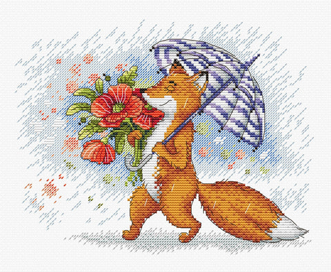 Cross Stitch Kit Walking in the Rain SM-290