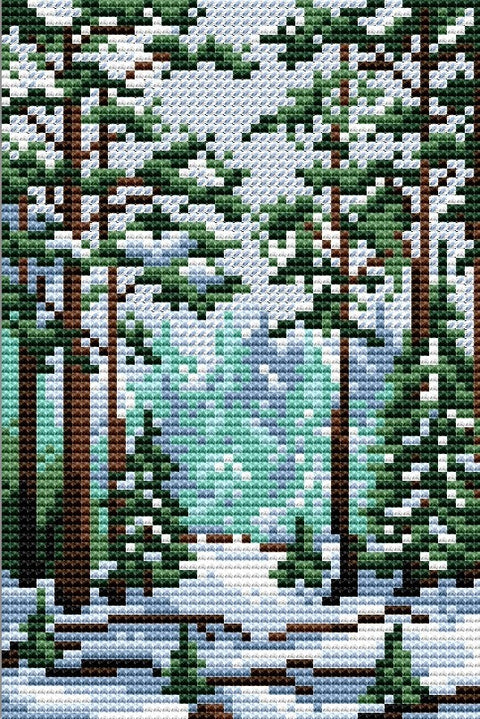 Cross Stitch Kit Winter Forest Fairytale SM-001