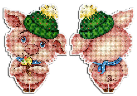 Cross Stitch Kit Winter Piggy SR-332