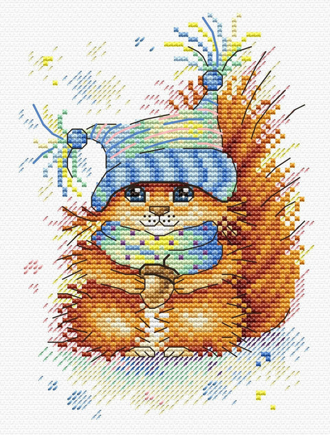 Cross Stitch Kit Winter Squirrel SM - 395 - Hobby.lt 🇬🇧