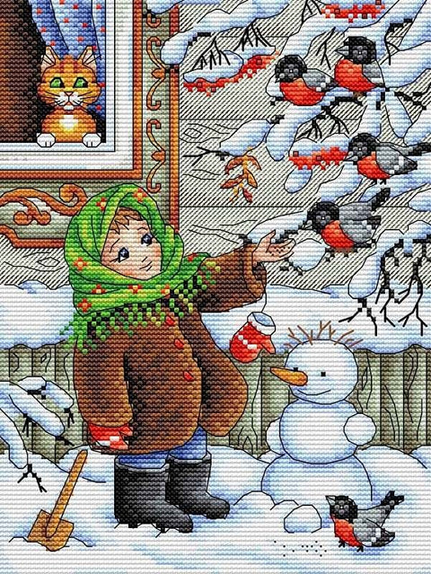 Cross Stitch Kit Winter Walk SM-320