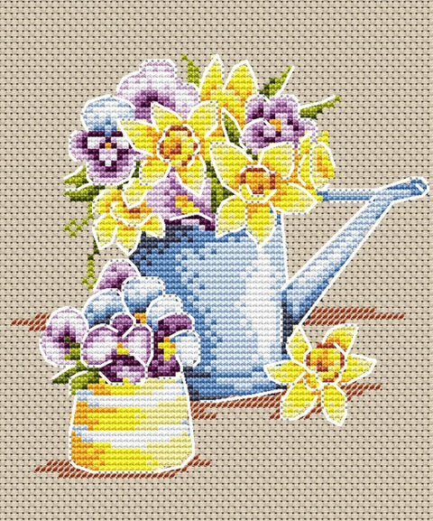 Cross Stitch Kit Yellow Flowers SM-017