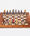 CRUSADE SET: Handpainted Chess Set with Luxurious Briar Elm Chessboard - Hobby.lt 🇬🇧