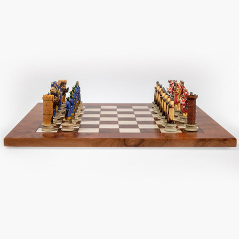 CRUSADE SET: Handpainted Chess Set with Luxurious Briar Elm Chessboard - Hobby.lt 🇬🇧