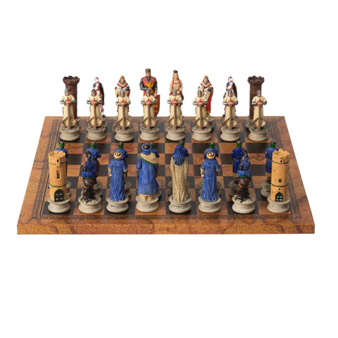 CRUSADE SET: Handpainted Chess Set with Map Styled Leatherette Chessboard - Hobby.lt 🇬🇧