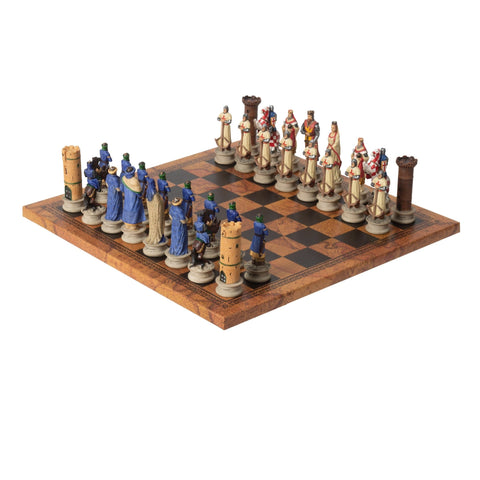 CRUSADE SET: Handpainted Chess Set with Map Styled Leatherette Chessboard - Hobby.lt 🇬🇧