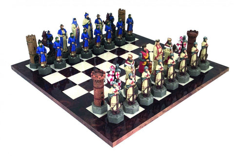 Crusaders: Hand Painted Chess Men Set with Briar Elm Wood Chessboard - Hobby.lt 🇬🇧