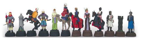 CRUSADERS: Handpainted ART Chess Set with Glossy Walnut Root Chessboard