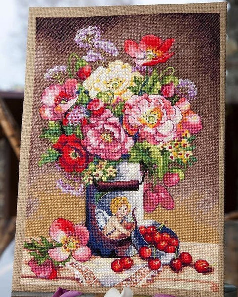 Cupid's Flowers SK91 cross stitch kit by Merejka - Hobby.lt 🇬🇧