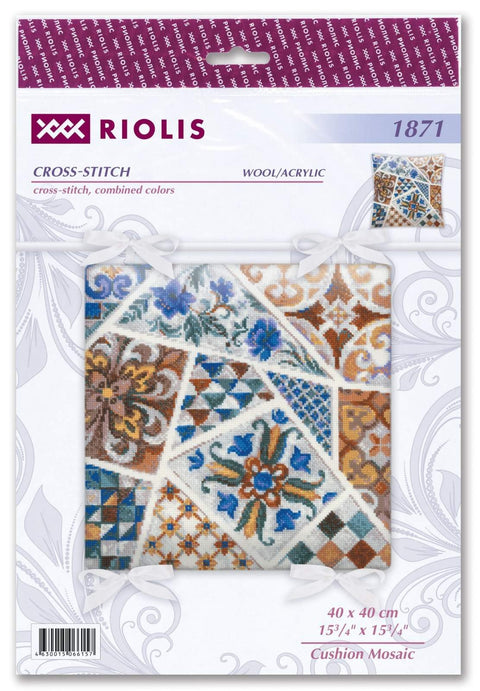 Cushion Mosaic cross stitch kit by RIOLIS Ref. no.: 1871 - Hobby.lt 🇬🇧