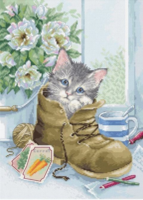 Cute kitten SB2391 - Cross Stitch Kit - Hobby.lt 🇬🇧