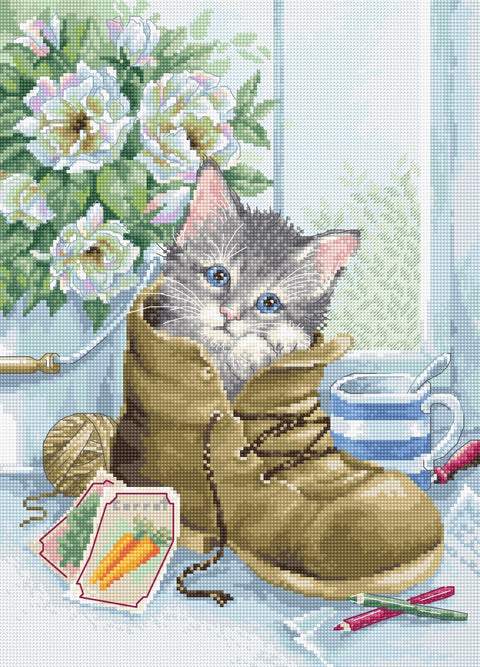 Cute kitten SB2391 - Cross Stitch Kit - Hobby.lt 🇬🇧