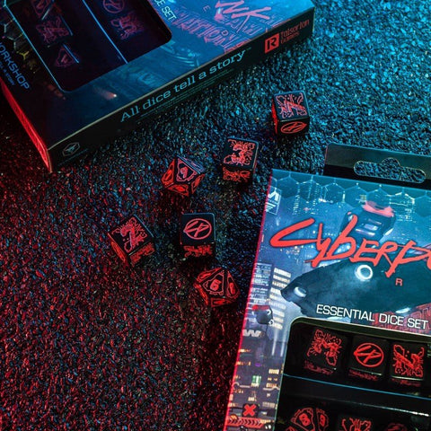 Cyberpunk RED Essential Dice Set black and red - Hobby.lt 🇬🇧