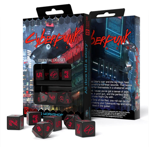 Cyberpunk RED Essential Dice Set black and red - Hobby.lt 🇬🇧