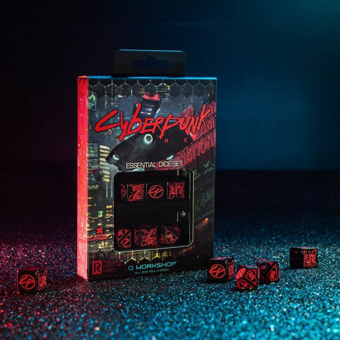 Cyberpunk RED Essential Dice Set black and red - Hobby.lt 🇬🇧