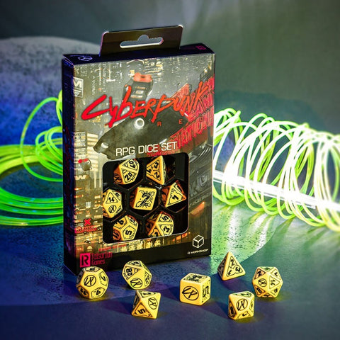 Cyberpunk RED RPG Dice Set danger zone yellow and black