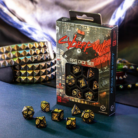 Cyberpunk RED RPG Dice Set black and yellow - Hobby.lt 🇬🇧