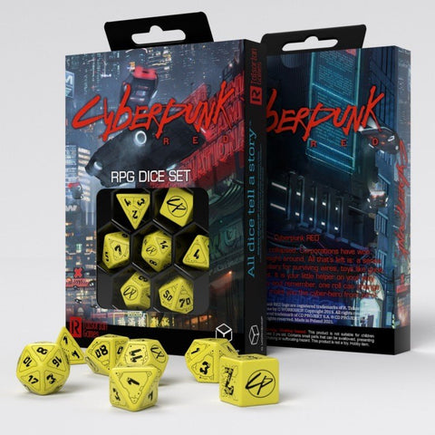 Cyberpunk RED RPG Dice Set danger zone yellow and black - Hobby.lt 🇬🇧