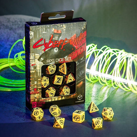 Cyberpunk RED RPG Dice Set danger zone yellow and black - Hobby.lt 🇬🇧