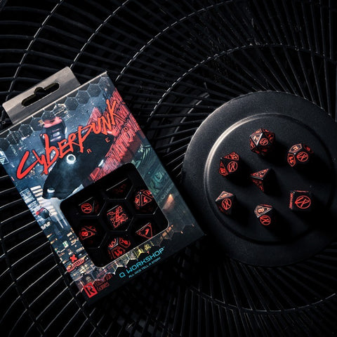 Cyberpunk RED RPG Dice Set black red