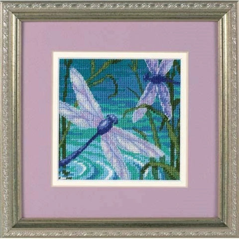 Dimensions Needlepoint Embroidery Kit, Dragonfly Pair Design, 13 x 13 cm, Multicolor DIY Wall Art Craft Kit
