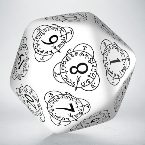 D20 Level Counter Dice white and black