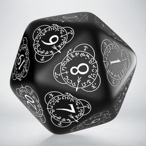 D20 Level Counter Dice black and white