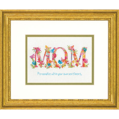 Cross Stitch Kit for Mom with Aida Fabric, Cotton Threads, Needle and Pattern, Multicolor Mother-Themed Embroidery by Dimensions