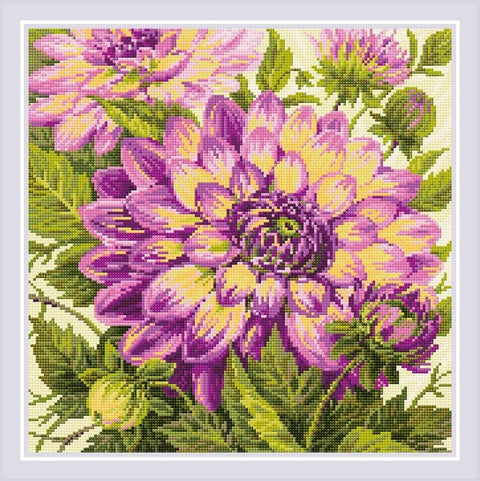 Dahlias. Diamond Mosaic kit by RIOLIS Nr.: AM0072 - Hobby.lt 🇬🇧