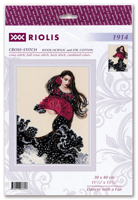 Dancer with a Fan cross stitch kit by RIOLIS Ref. no.: 1914 - Hobby.lt 🇬🇧