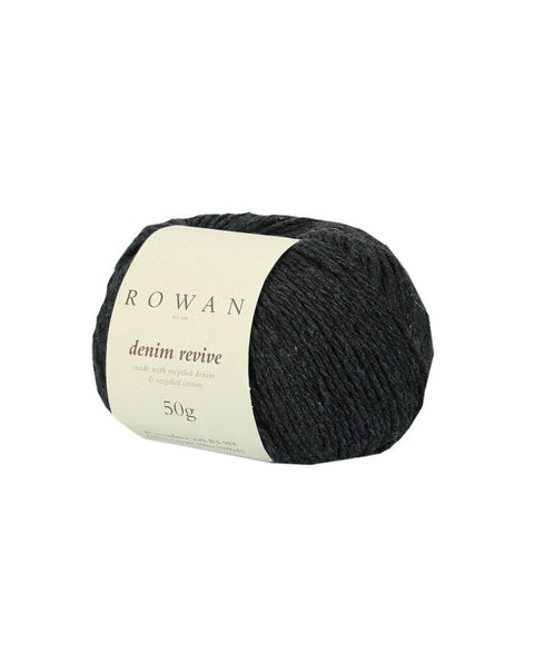 Rowan Denim Revive Darkness 217 Recycled Cotton Yarn 50g Eco Friendly Upcycled Denim Knitting Crochet Sustainable Craft Supplies