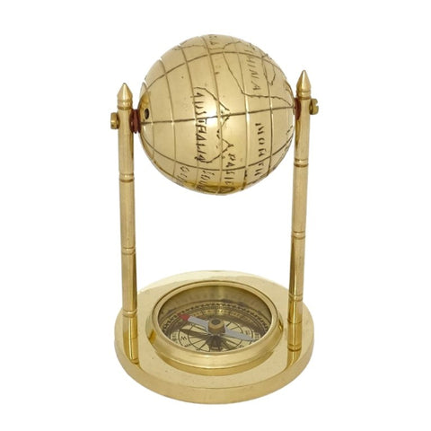 Decorative brass globe with compass MX1160