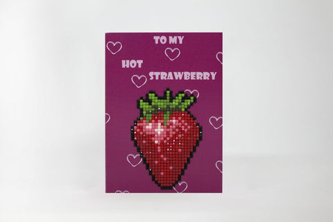 Diamond Painting Greeting Card Kit with Acrylic Crystals, Hot Strawberries, Envelope, Wizardi Cards Craft Set
