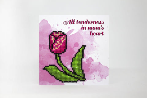 Diamond Painting Greeting Card Kit for Mom, “Mother’s Heart Tenderness” Design, Acrylic Rhinestones, DIY Craft Set by Wizardi Cards