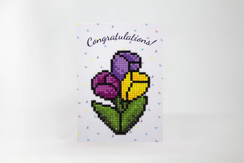 Diamond Painting Tulip Greeting Card Kit, DIY Craft Set with Acrylic Gems, Stylus, Envelope and Instructions by Wizardi Cards