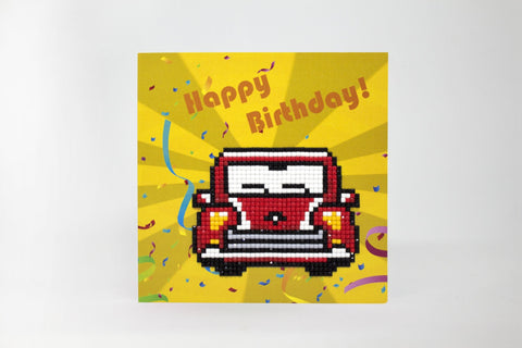 Diamond Painting Birthday Card Kit with Retro Car Design, Wizardi Cards, Acrylic Crystals, Envelope and Craft Supplies